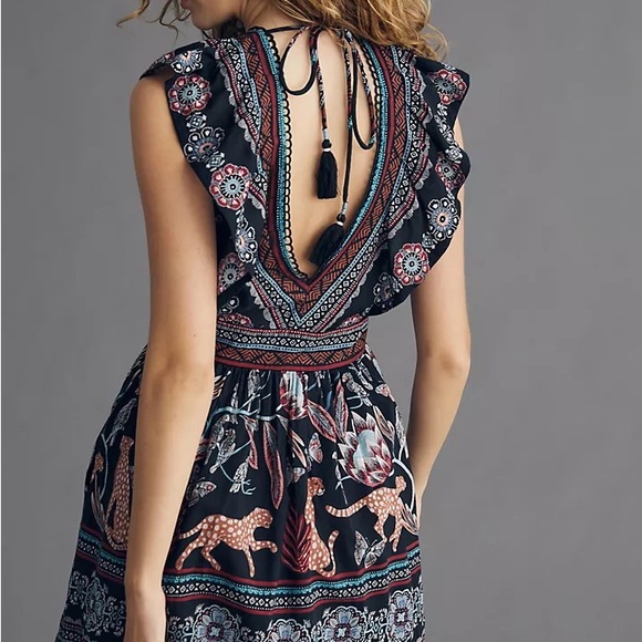 Anthropologie Deep V-Neck Plunge Mini Dress - Picture 3 of 9
